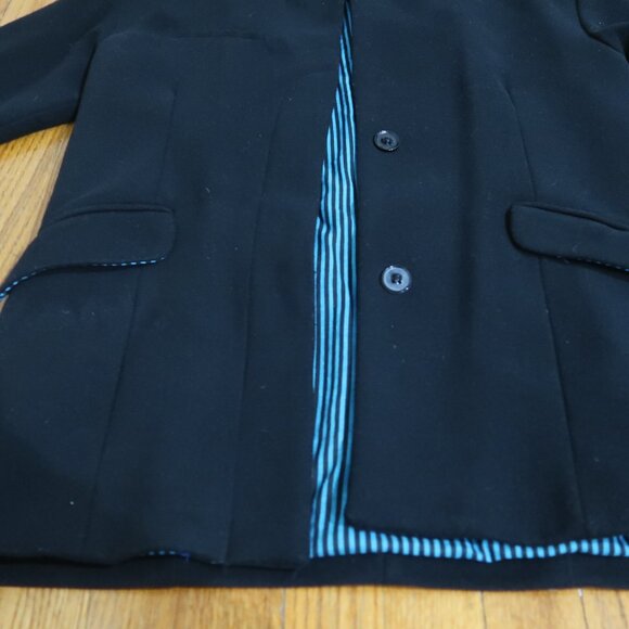 Zara Black Peacoat with Turquoise Blue Interior - Size Small - Picture 5 of 9